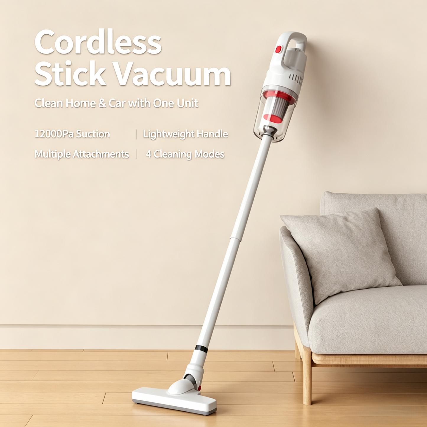 Cordless Stick Vacuum Cleaner, Handheld Lightweight Vacuum