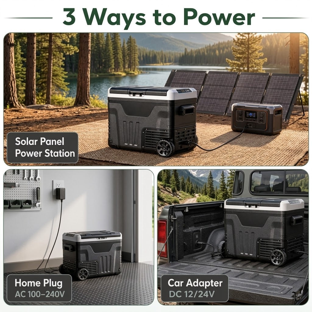 Desalto™ 53QT Dual-Zone Fridge + FREE 100W Solar Panel