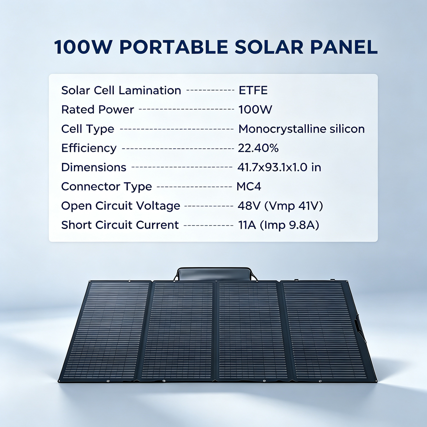 100W Portable Foldable Solar Panel with Stand - IP68 Waterproof