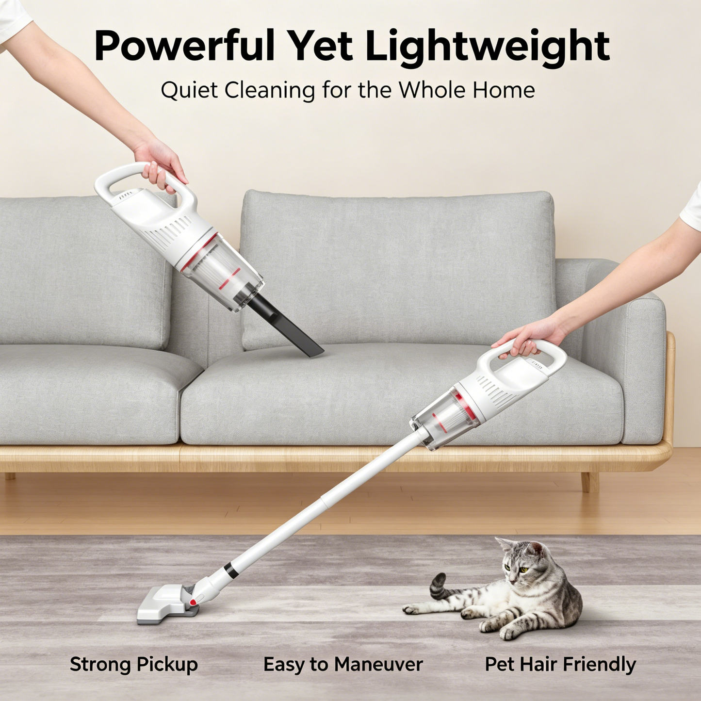 Cordless Stick Vacuum Cleaner, Handheld Lightweight Vacuum