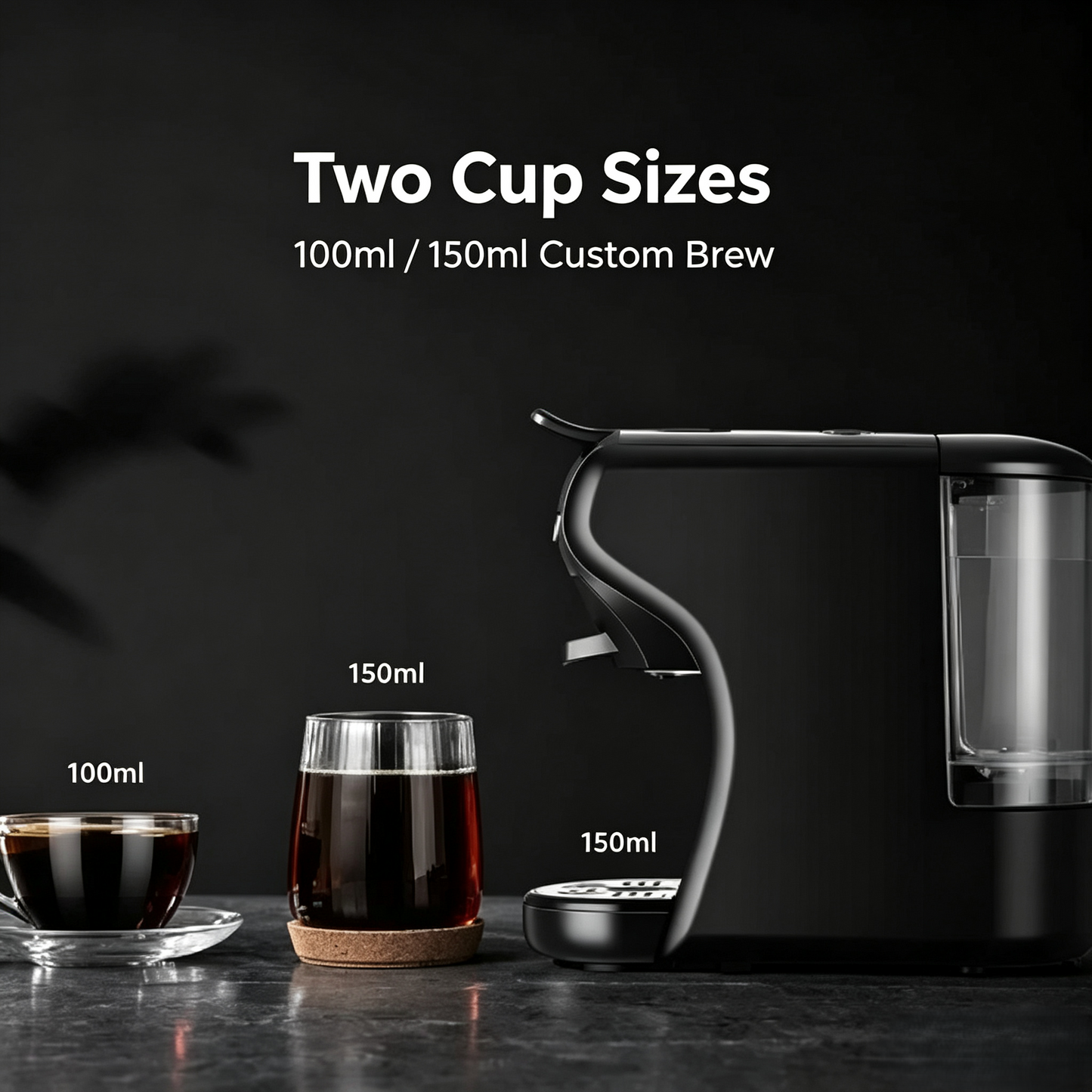 Capsule Espresso Coffee Machine, Compact Coffee Brewer