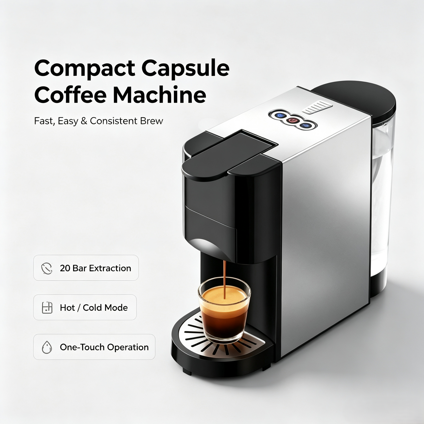 Compact Capsule Coffee Machine, Hot &amp; Cold Espresso Maker