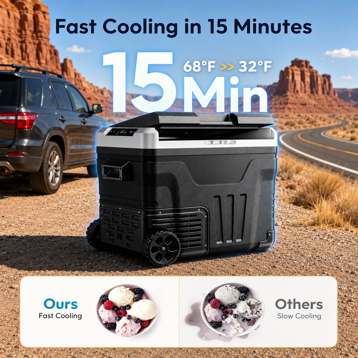 Desalto™ 53QT Dual-Zone Fridge + FREE 100W Solar Panel